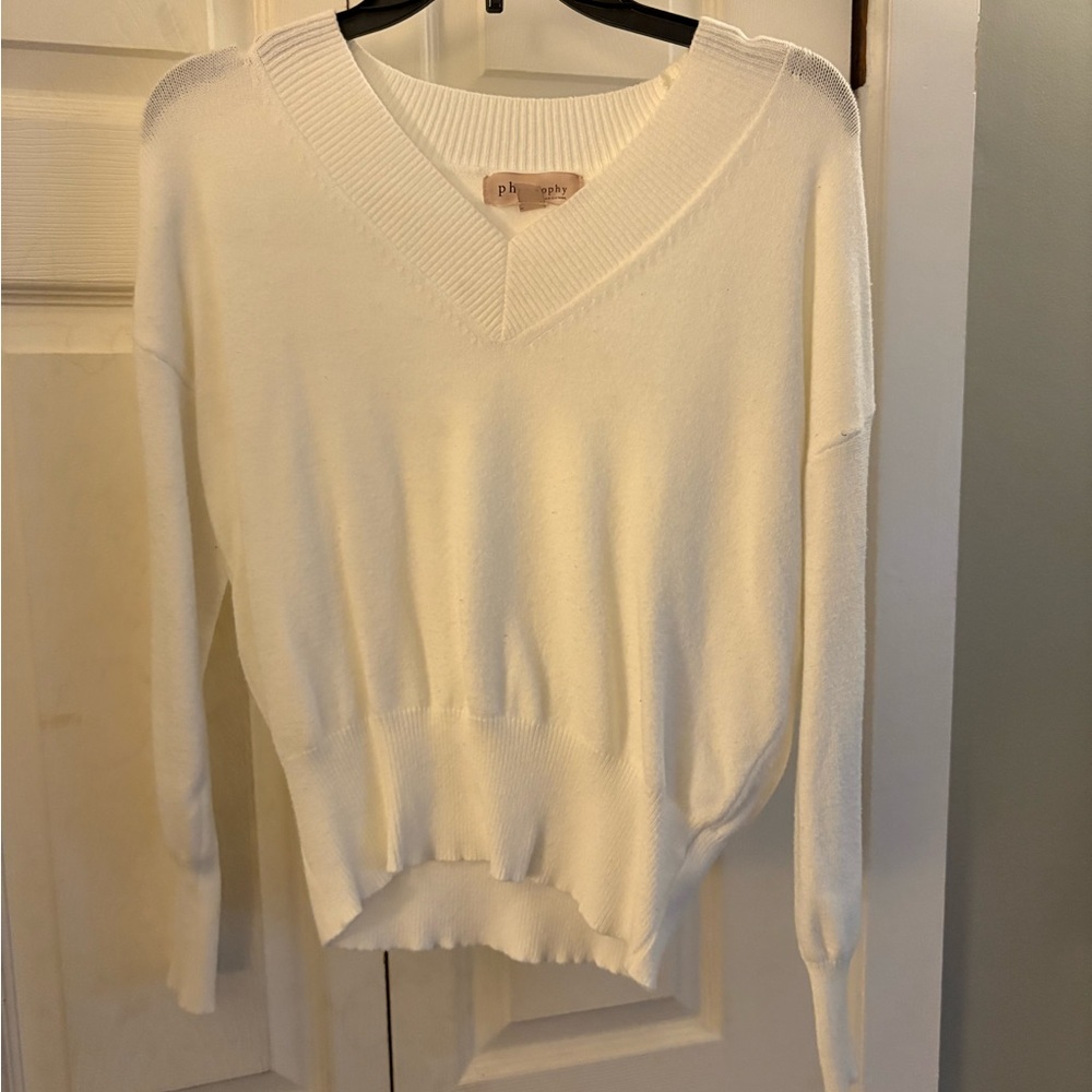 Philosophy Cream V-Neck Sweater